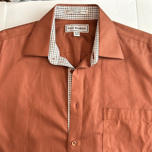 Paul Fredrick 15-34 Slim Fit 100% Cotton Long Sleeve Button Down Collared Shirt - Picture 8 of 10